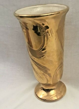 Swetye Weeping 22k Gold Glazed Ceramic Vase Swirl Design Salem,  Oh 8.  25 "